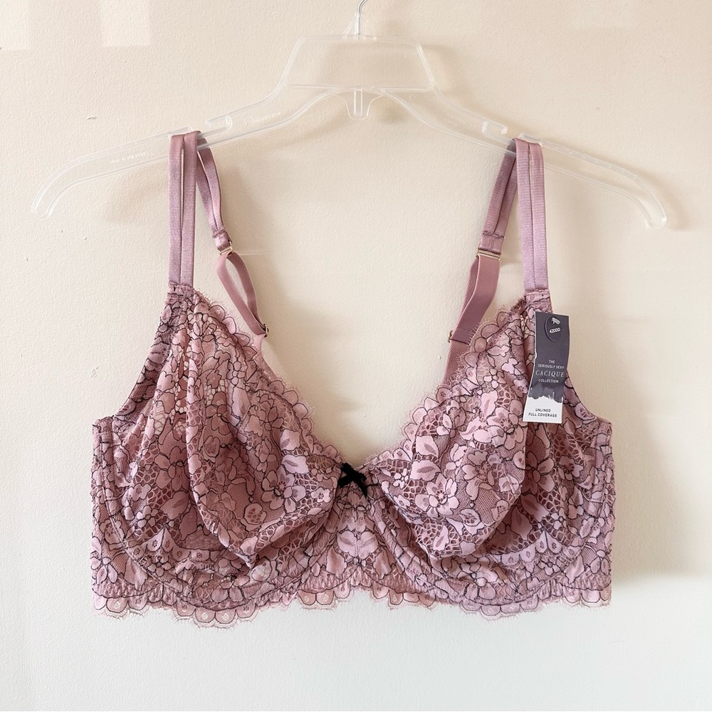 NEW 🩷 Lane Bryant Cacique Pink Lace Unlined Full Coverage Bra 42DD